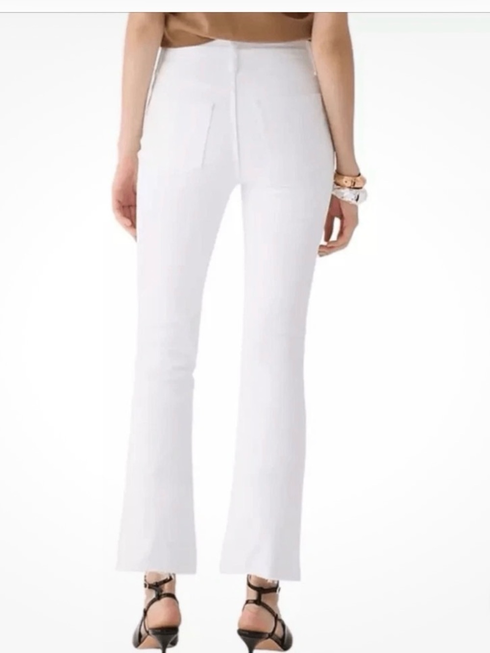 White High-Rise 10” Demi  Boot Crop jeans, white size 28